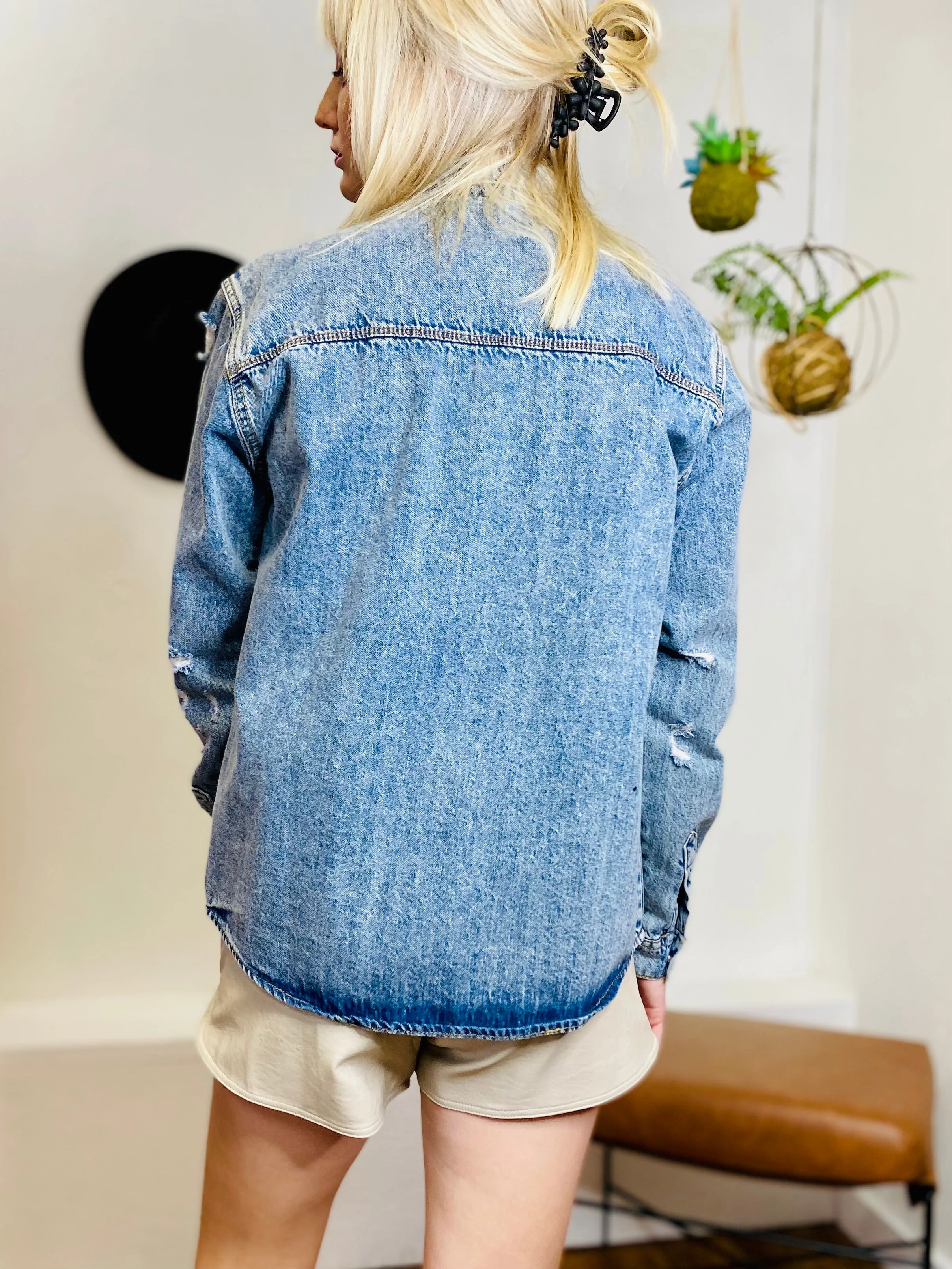 Forever and Always Denim Button Down Jacket