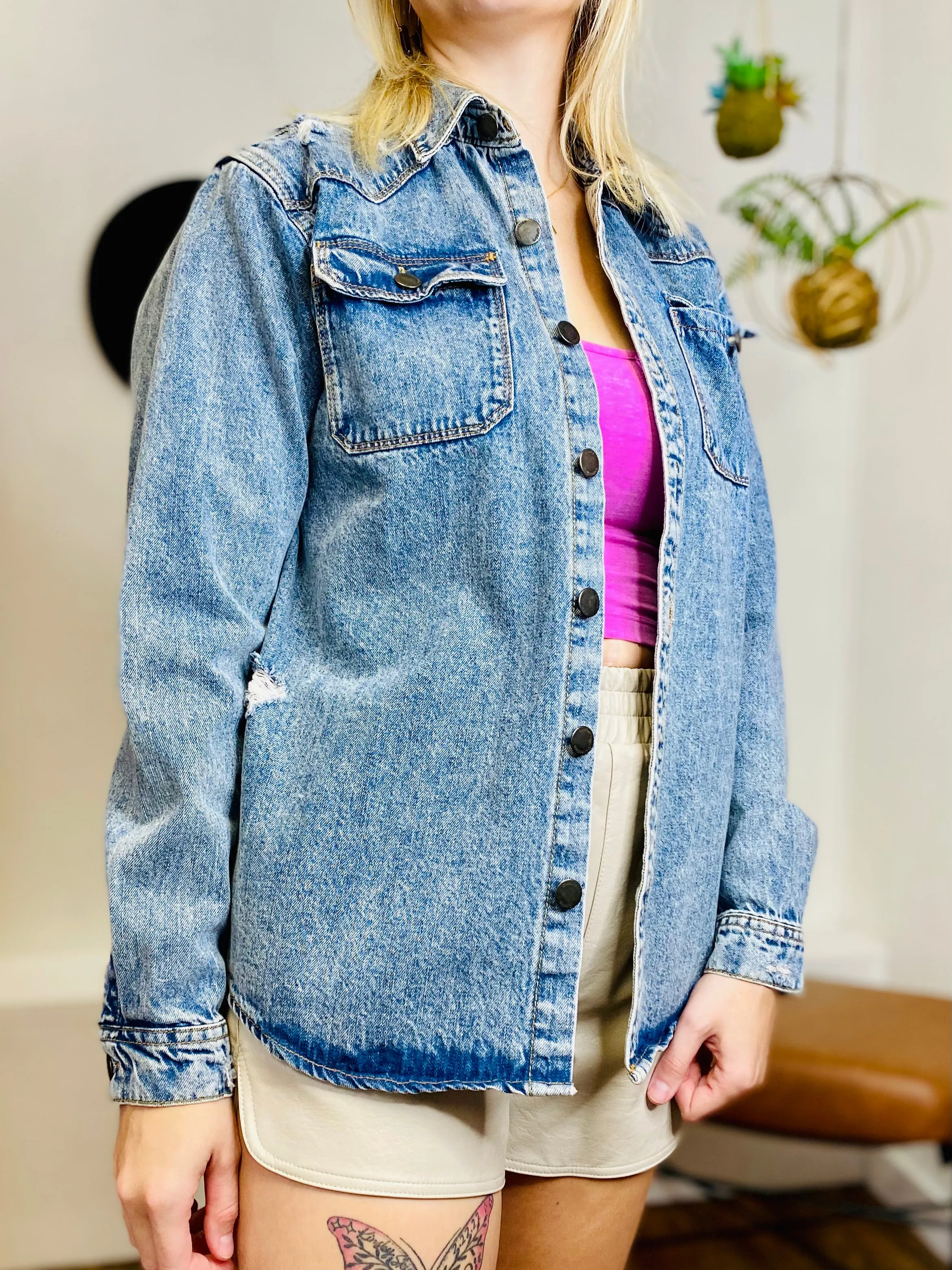 Forever and Always Denim Button Down Jacket