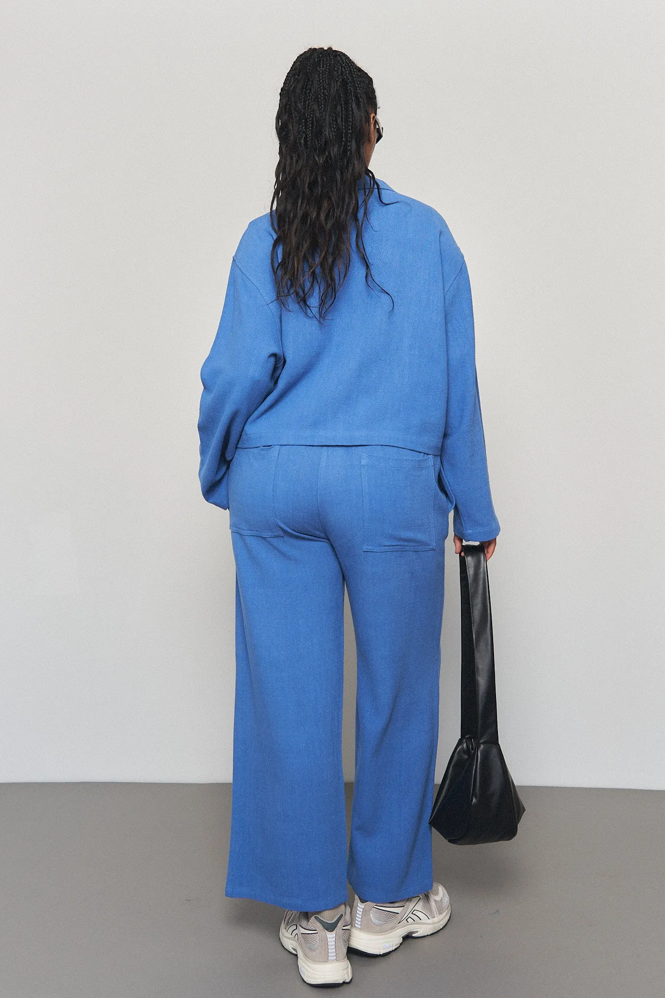 French Blue Linen Crop Jacket