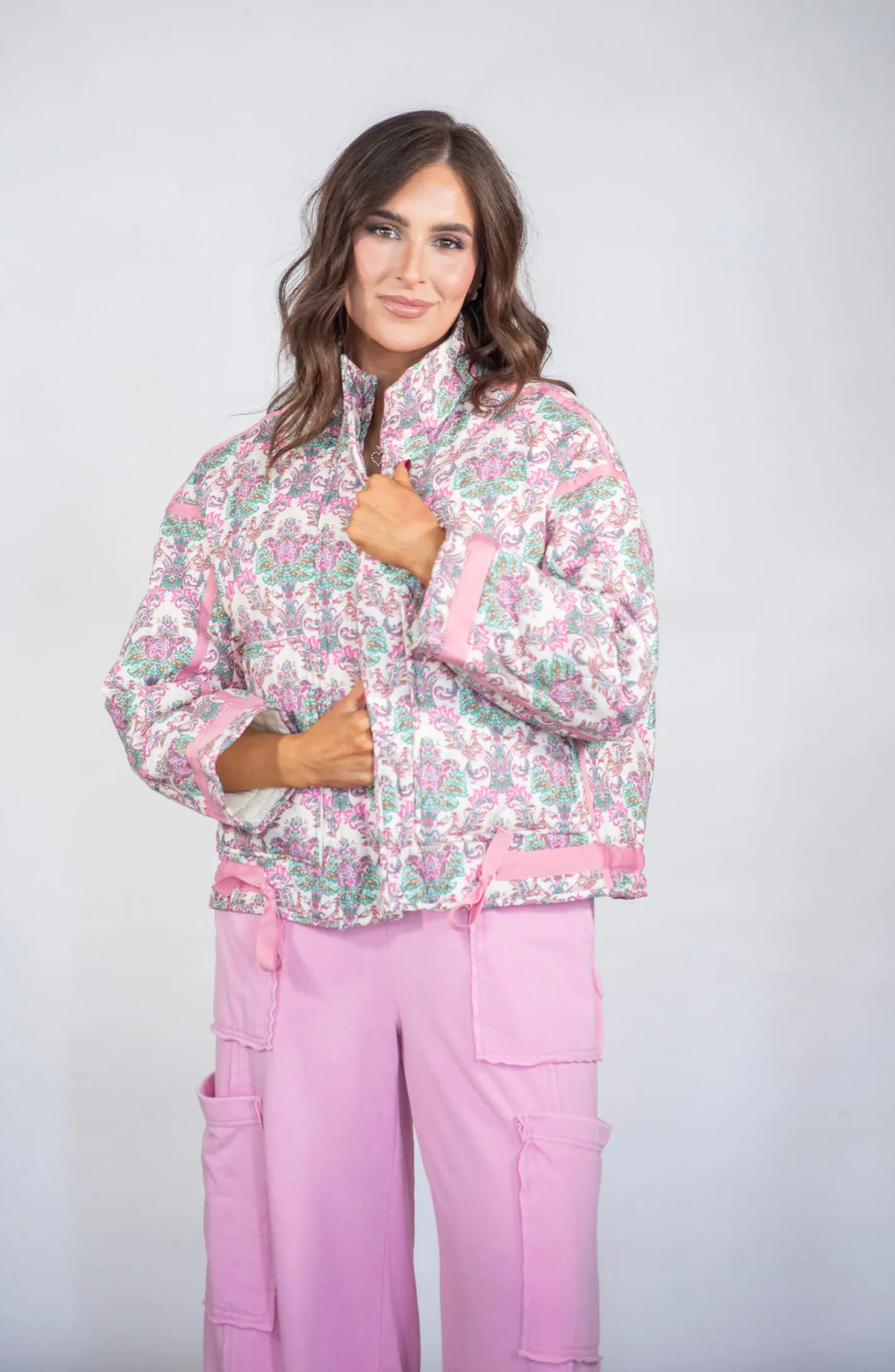 Girly Girl Pink Quilted Button Jacket