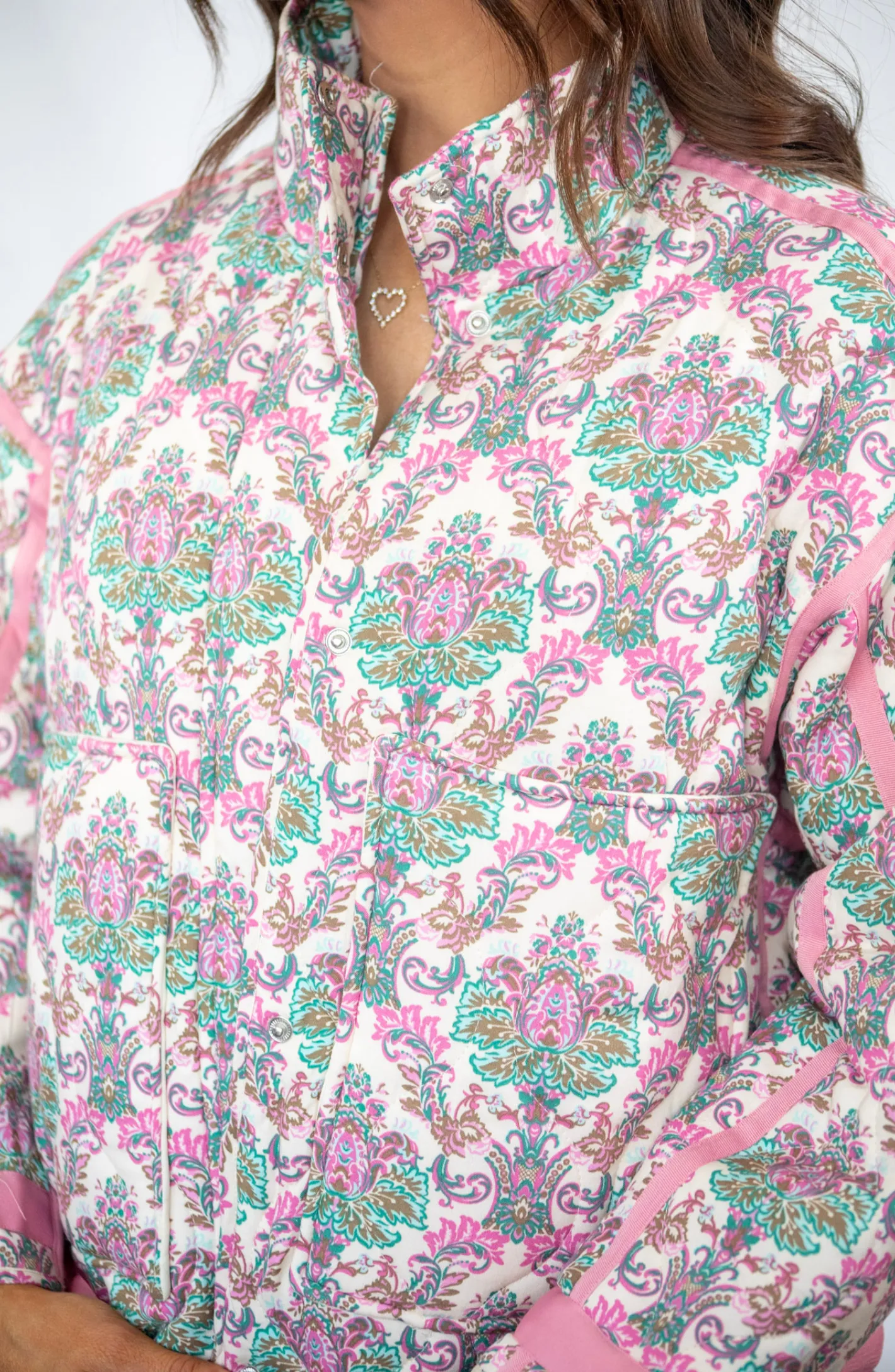 Girly Girl Pink Quilted Button Jacket