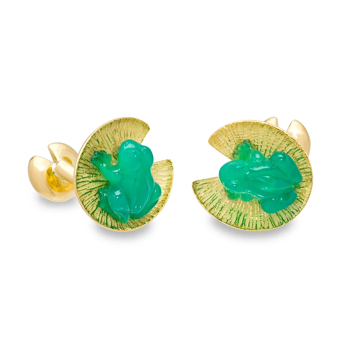 Green Agate Frog Cufflinks