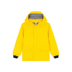 hooded rain jacket yellow