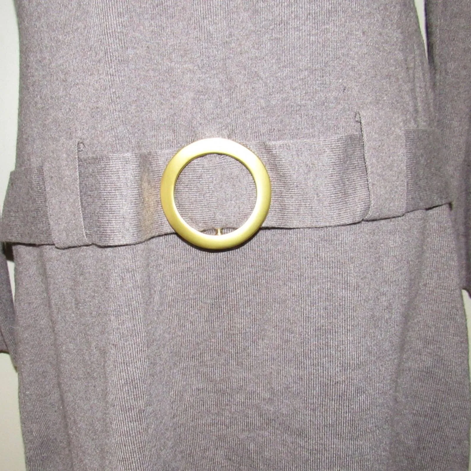 INC Ribbed Turtleneck Belted Sweater Dress in Heather Mouse Large