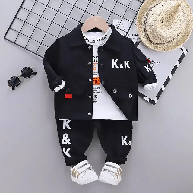 Korean Letter Jacket - Western Style Children's Set