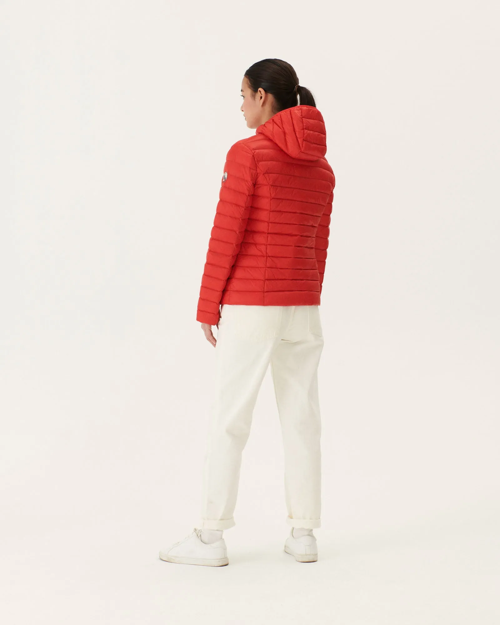 Lightweight hooded down jacket Fire red Cloe