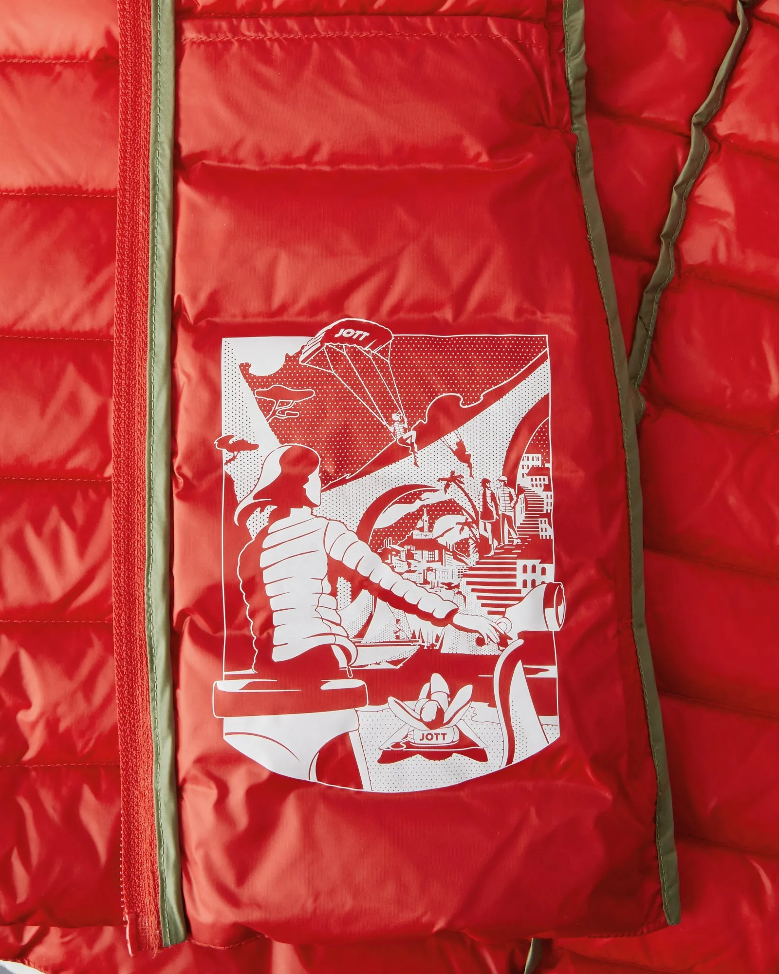 Lightweight hooded down jacket Fire red Cloe