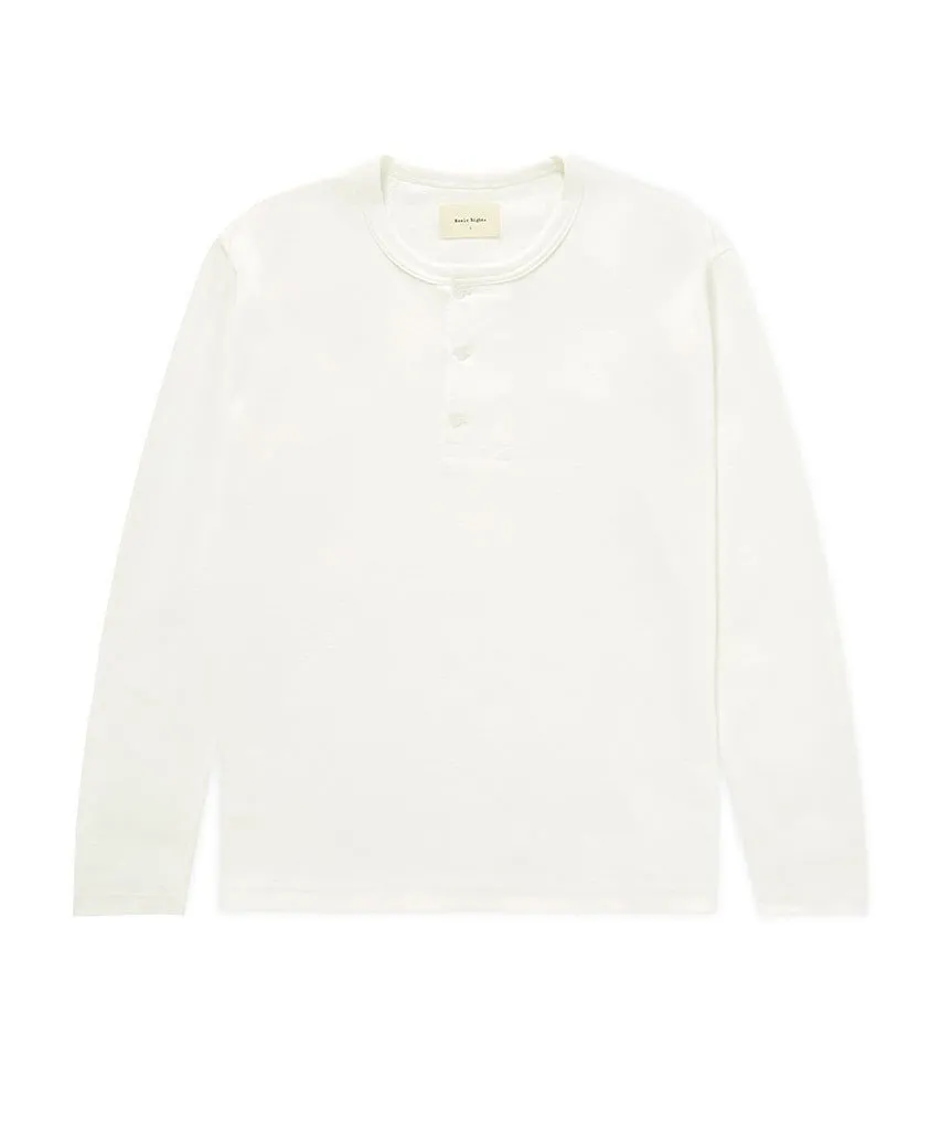 Long Sleeve Henley - White