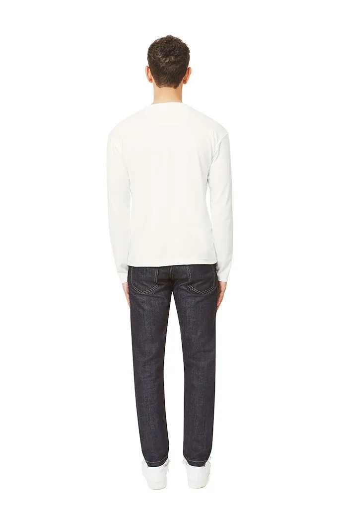 Long Sleeve Henley - White