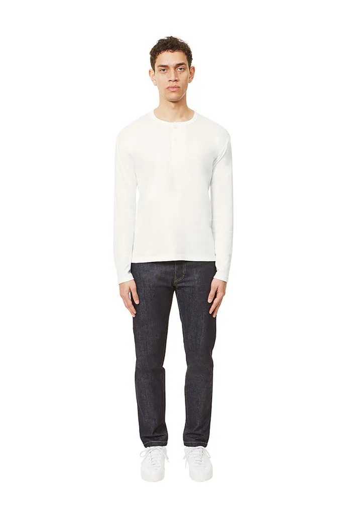 Long Sleeve Henley - White