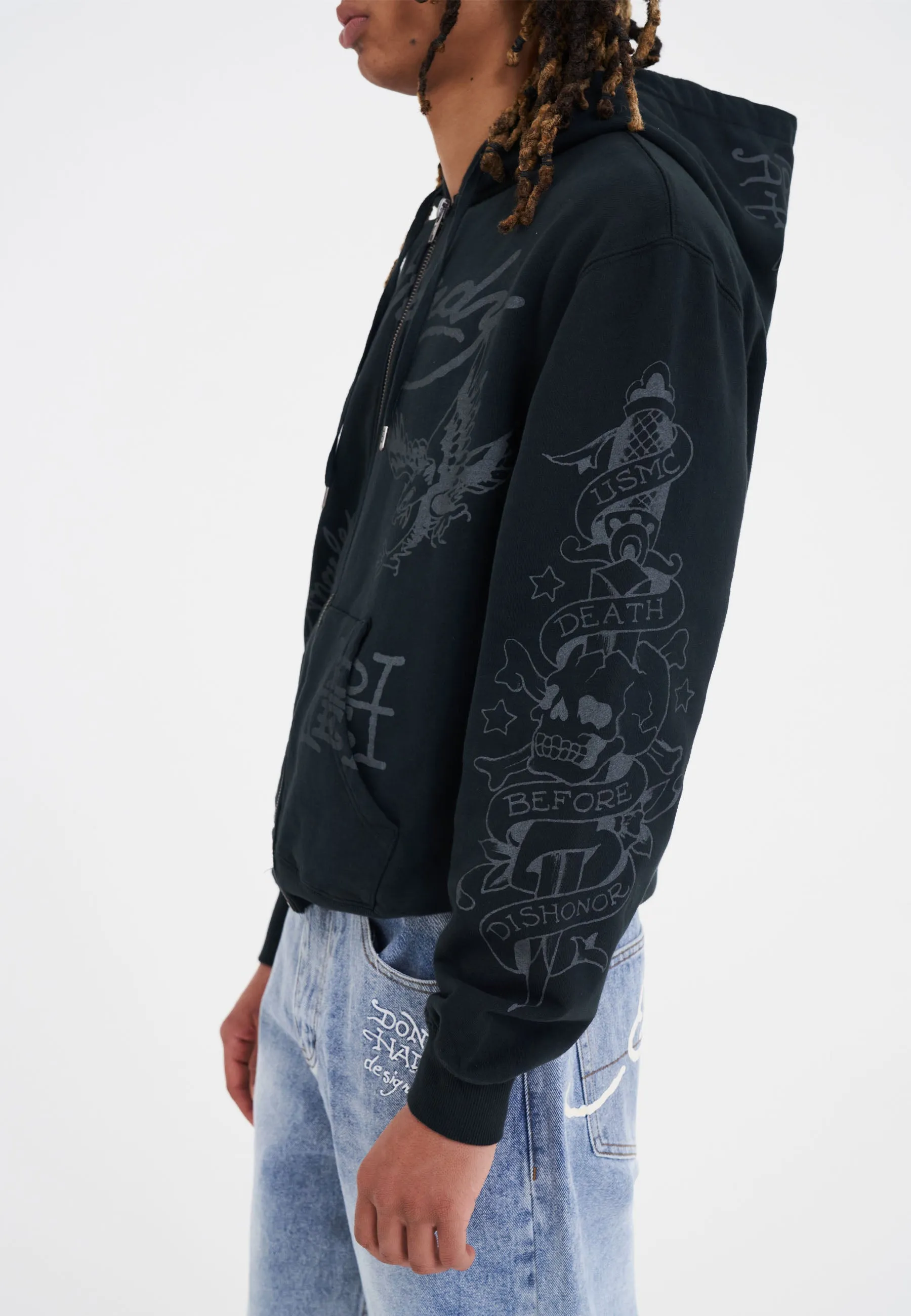 Mens Death-Before Mono Hoodie - Black