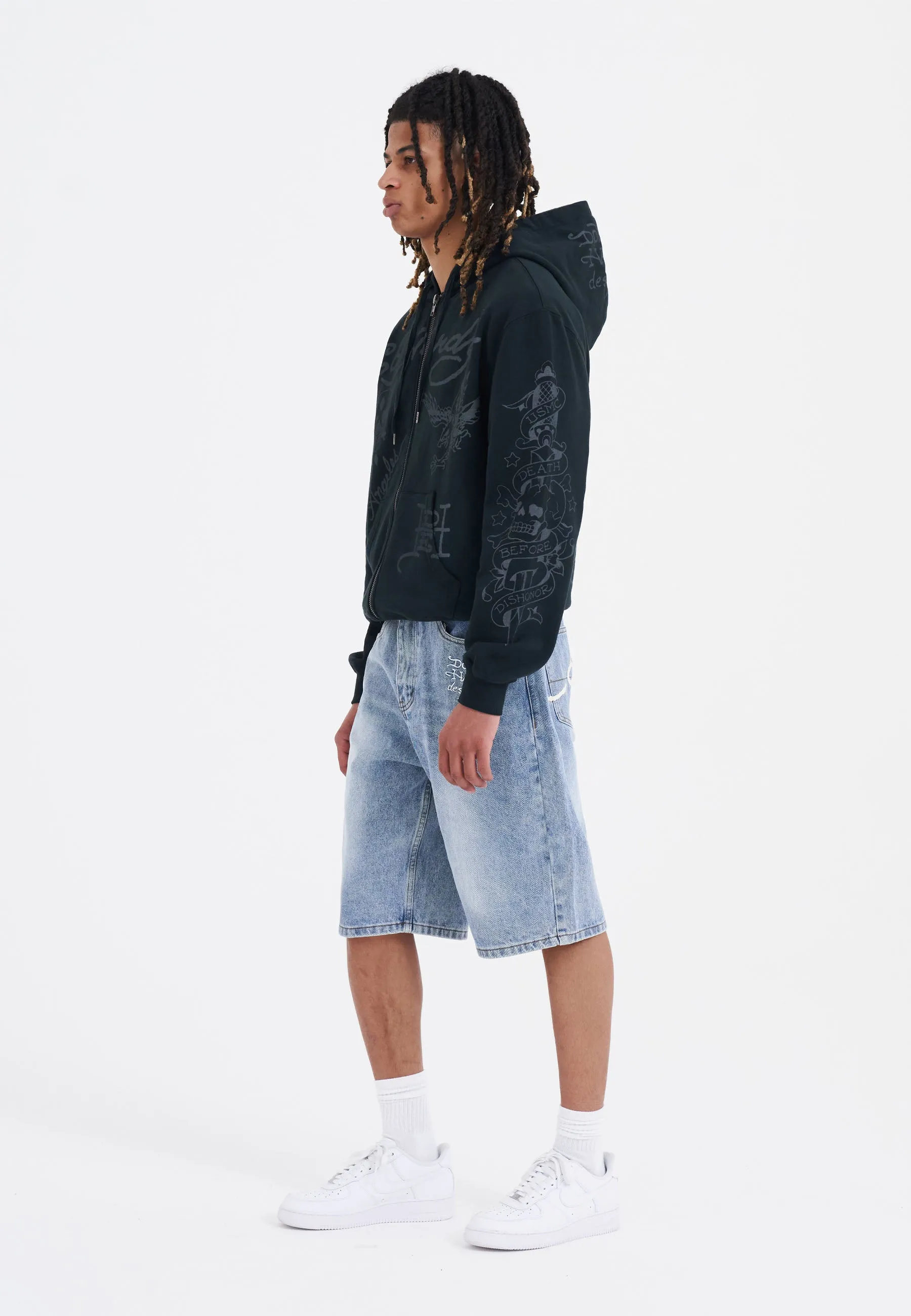 Mens Death-Before Mono Hoodie - Black