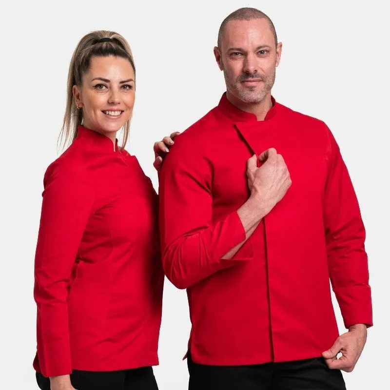 Men's Long Sleeve Red Kitchen Coat - MANELLI