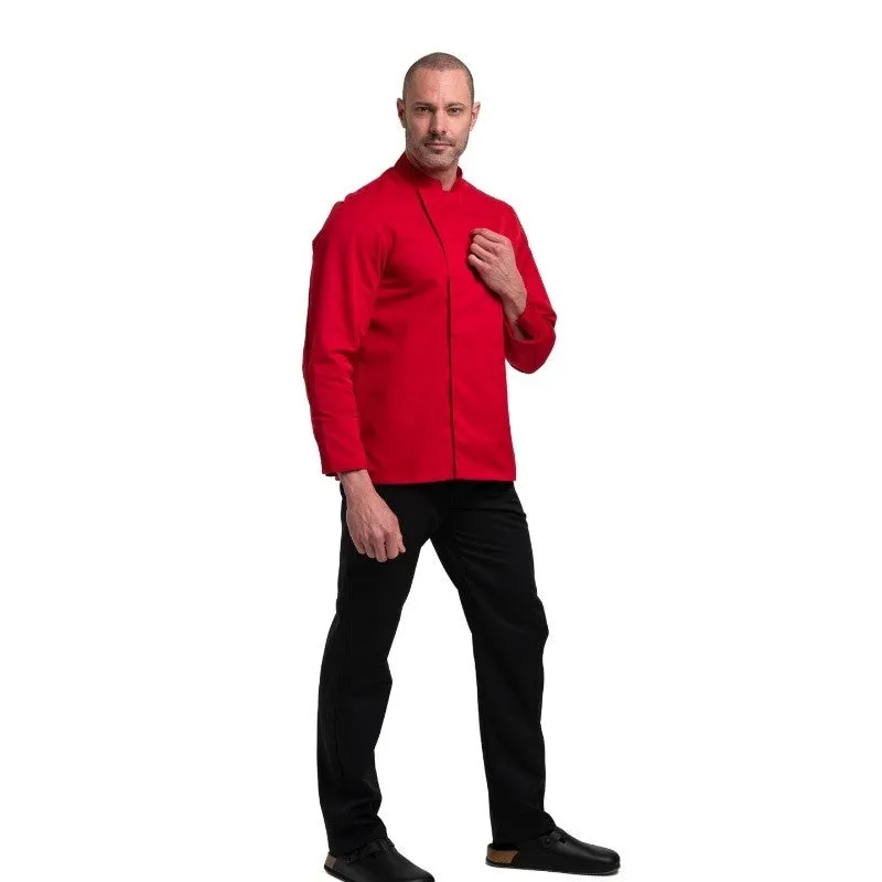 Men's Long Sleeve Red Kitchen Coat - MANELLI