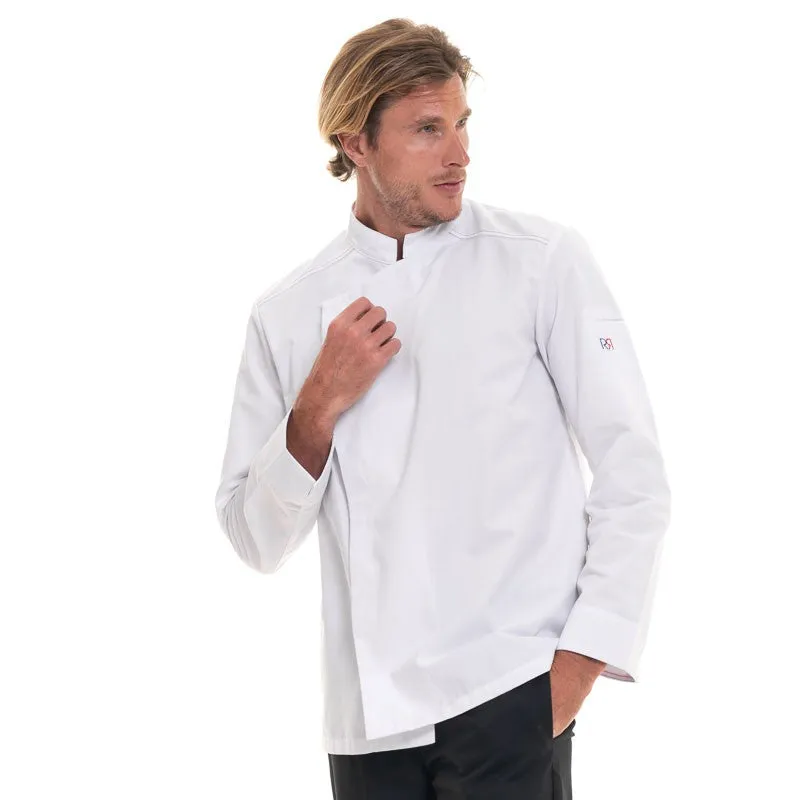 Men's White Long Sleeve Kitchen Coat Aspin - ROBUR
