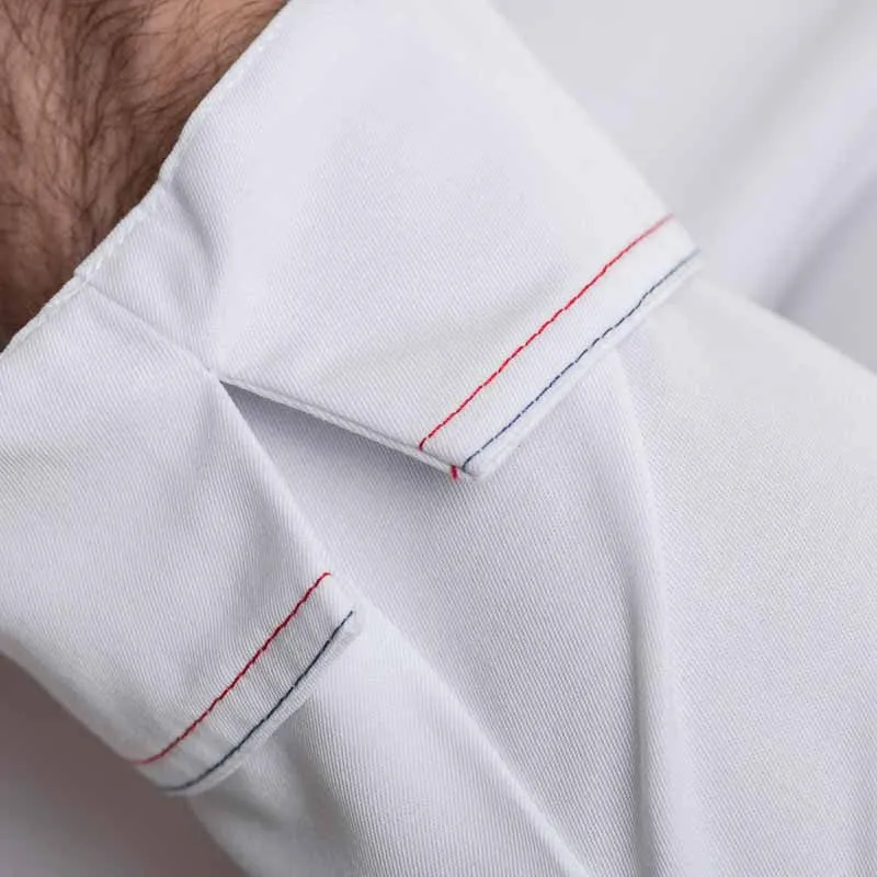 Men's White Long Sleeve Kitchen Coat Aspin - ROBUR