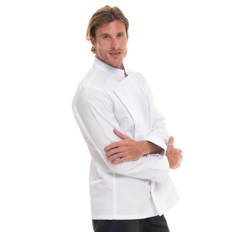 Men's White Long Sleeve Kitchen Coat Aspin - ROBUR