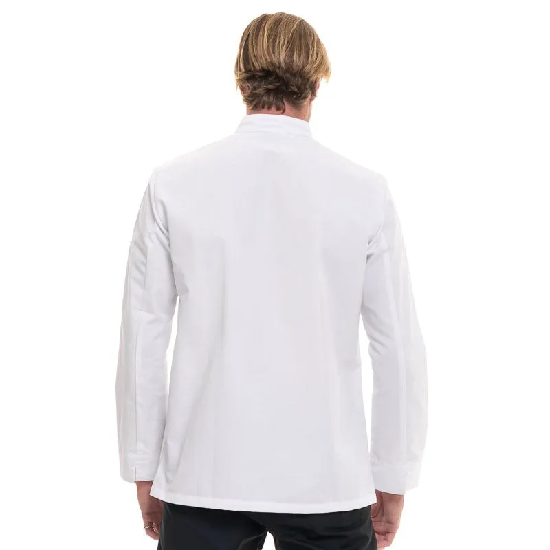 Men's White Long Sleeve Kitchen Coat Aspin - ROBUR