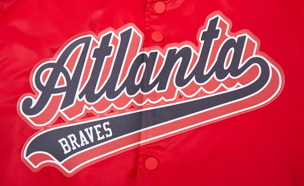 MLB ATLANTA BRAVES SCRIPT TAIL MEN'S SATIN JACKET (RED/MIDNIGHT NAVY/RED)