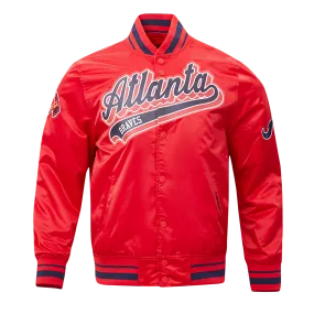 MLB ATLANTA BRAVES SCRIPT TAIL MEN'S SATIN JACKET (RED/MIDNIGHT NAVY/RED)