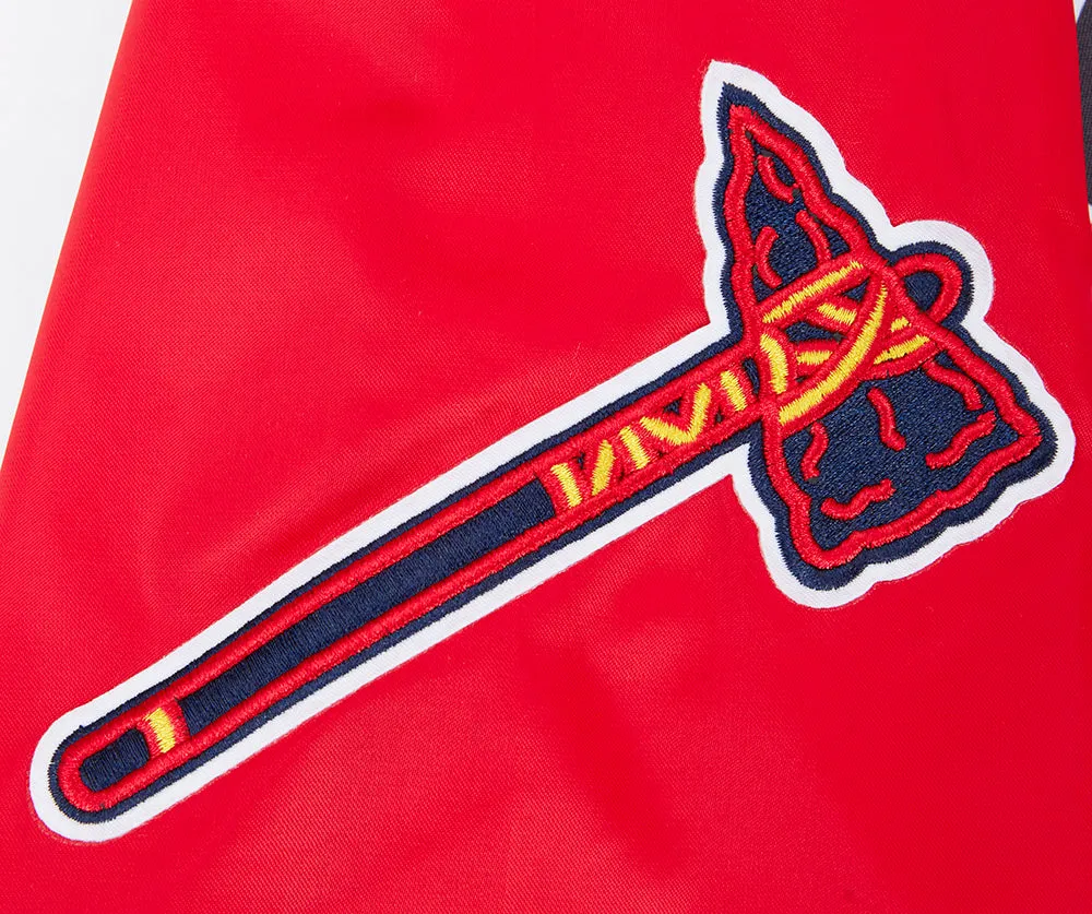 MLB ATLANTA BRAVES SCRIPT TAIL MEN'S SATIN JACKET (RED/MIDNIGHT NAVY/RED)