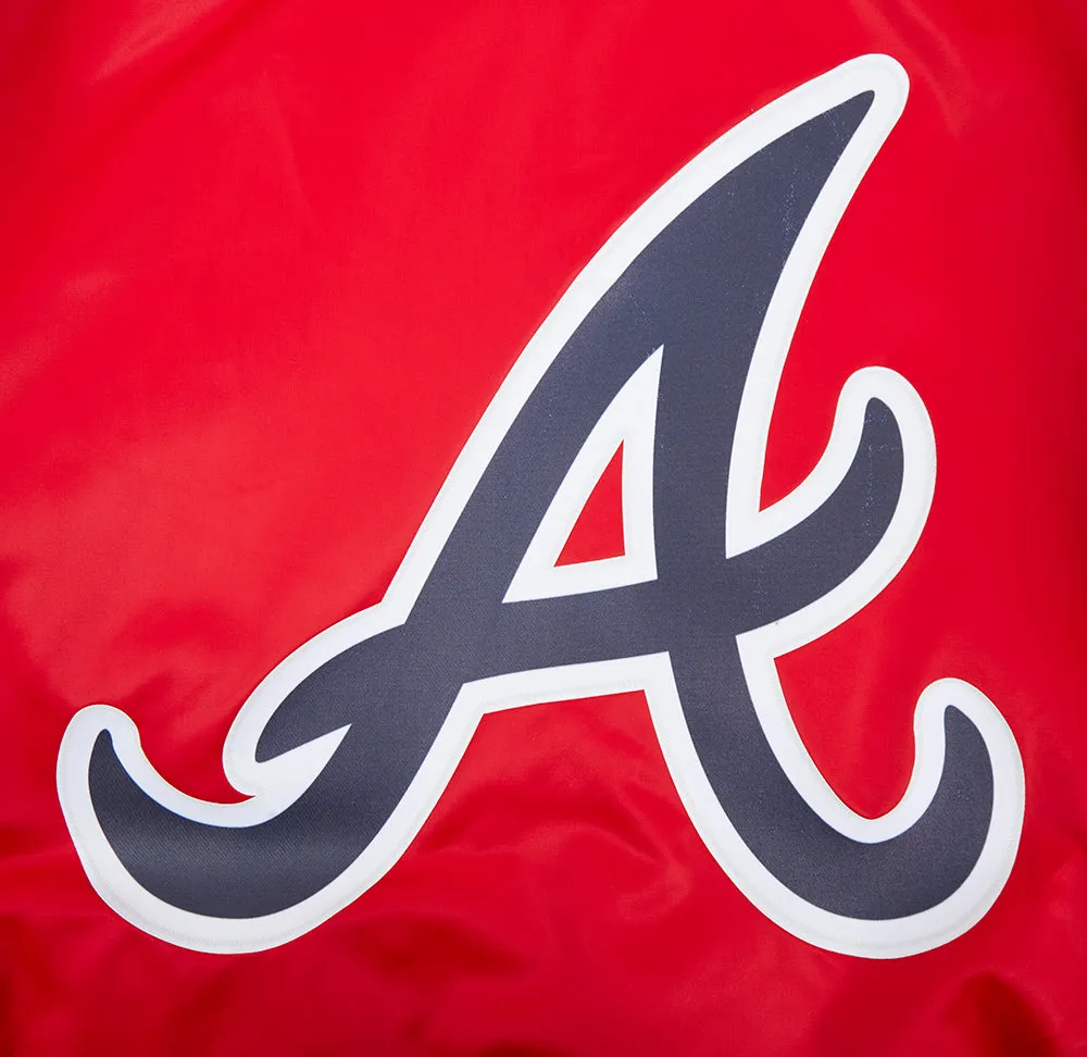 MLB ATLANTA BRAVES SCRIPT TAIL MEN'S SATIN JACKET (RED/MIDNIGHT NAVY/RED)