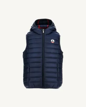 Navy Djam kid's hooded sleeveless puffer jacket