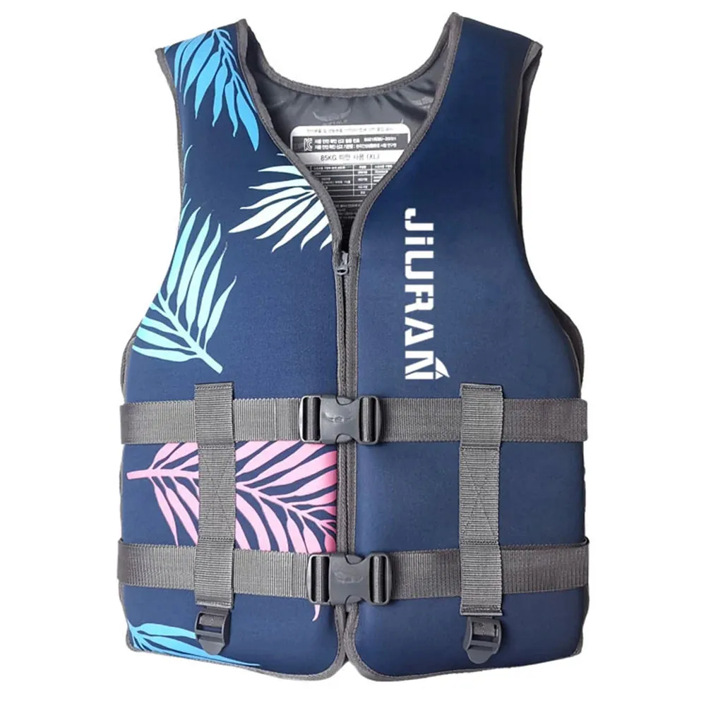 Neoprene Life Jacket Adjustable Buoyancy Black Blue Safety