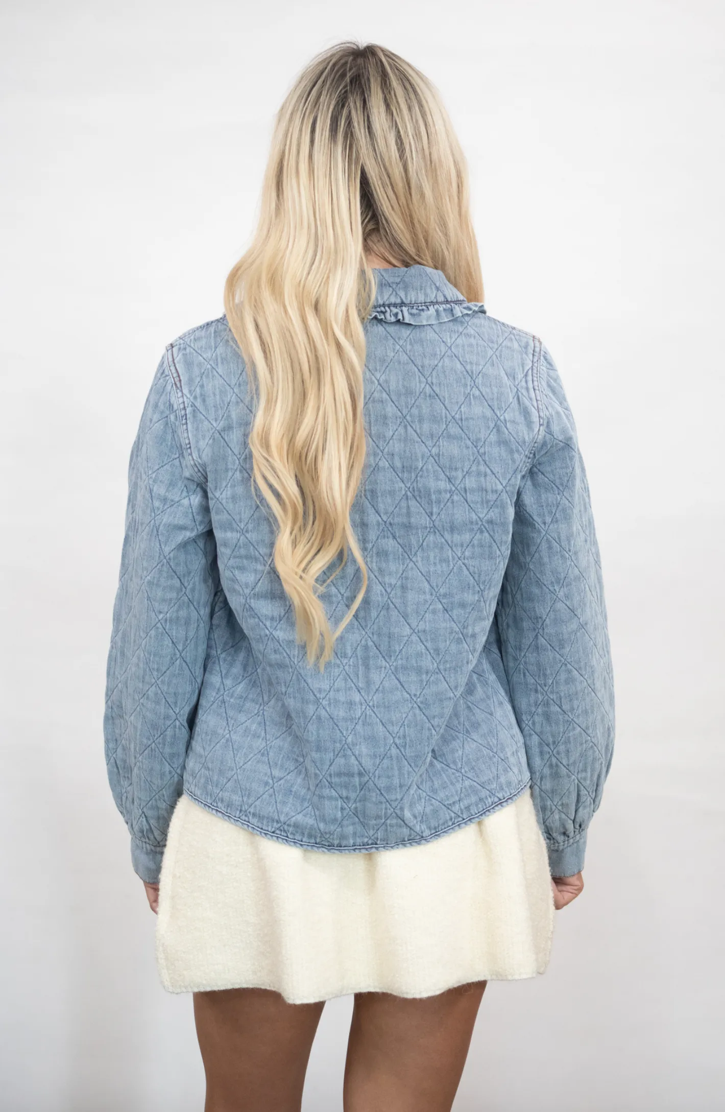 News Worthy Denim Quilted Tie Jacket
