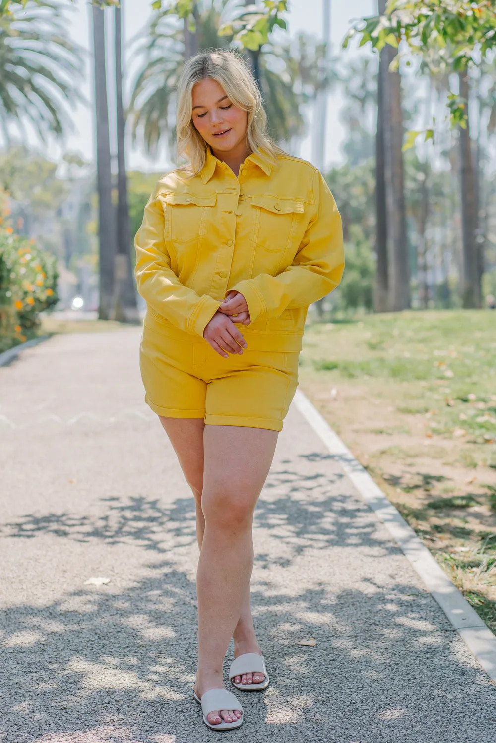 Nora Summertime Yellow Denim Jacket - PLUS