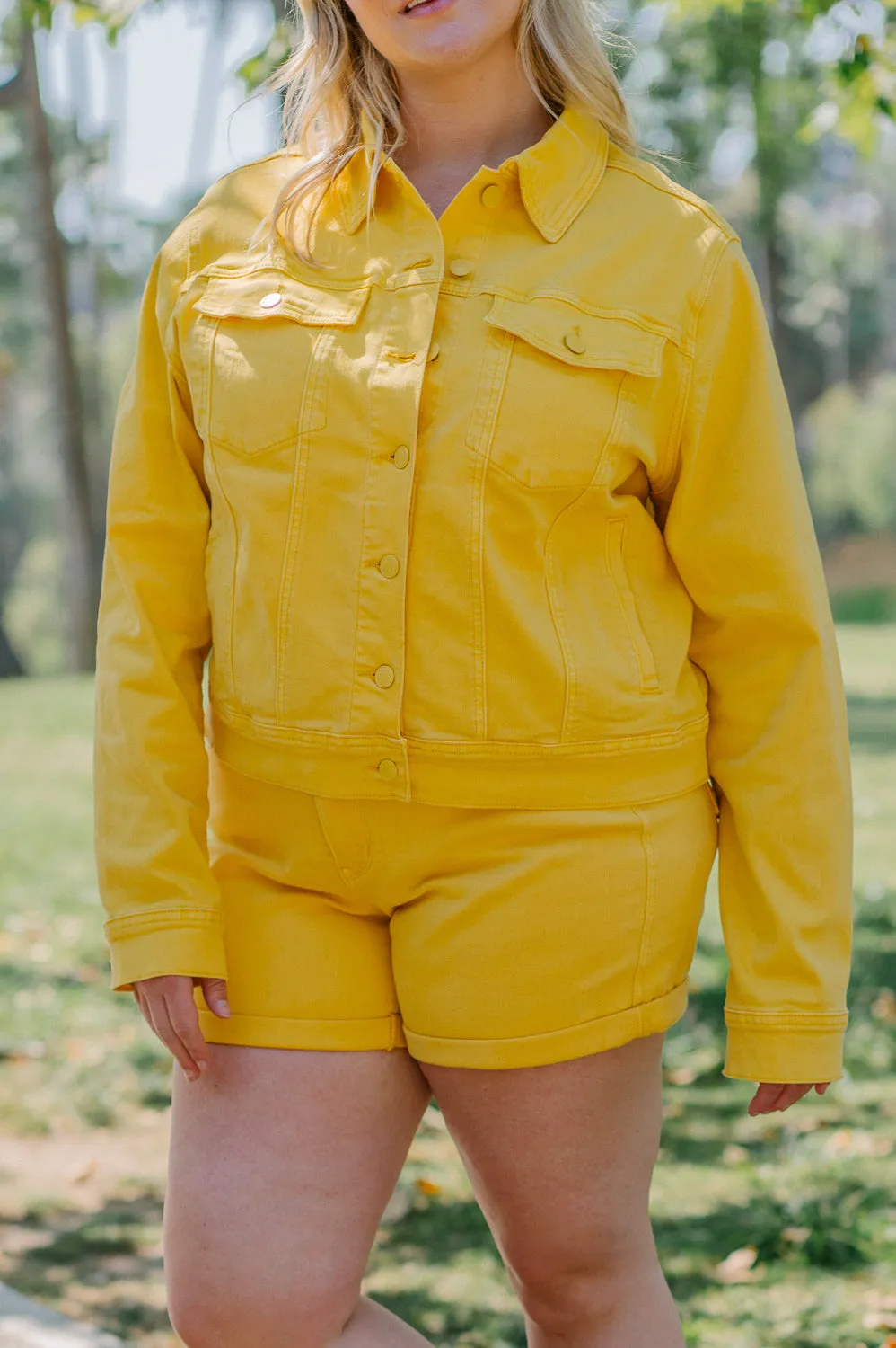 Nora Summertime Yellow Denim Jacket - PLUS