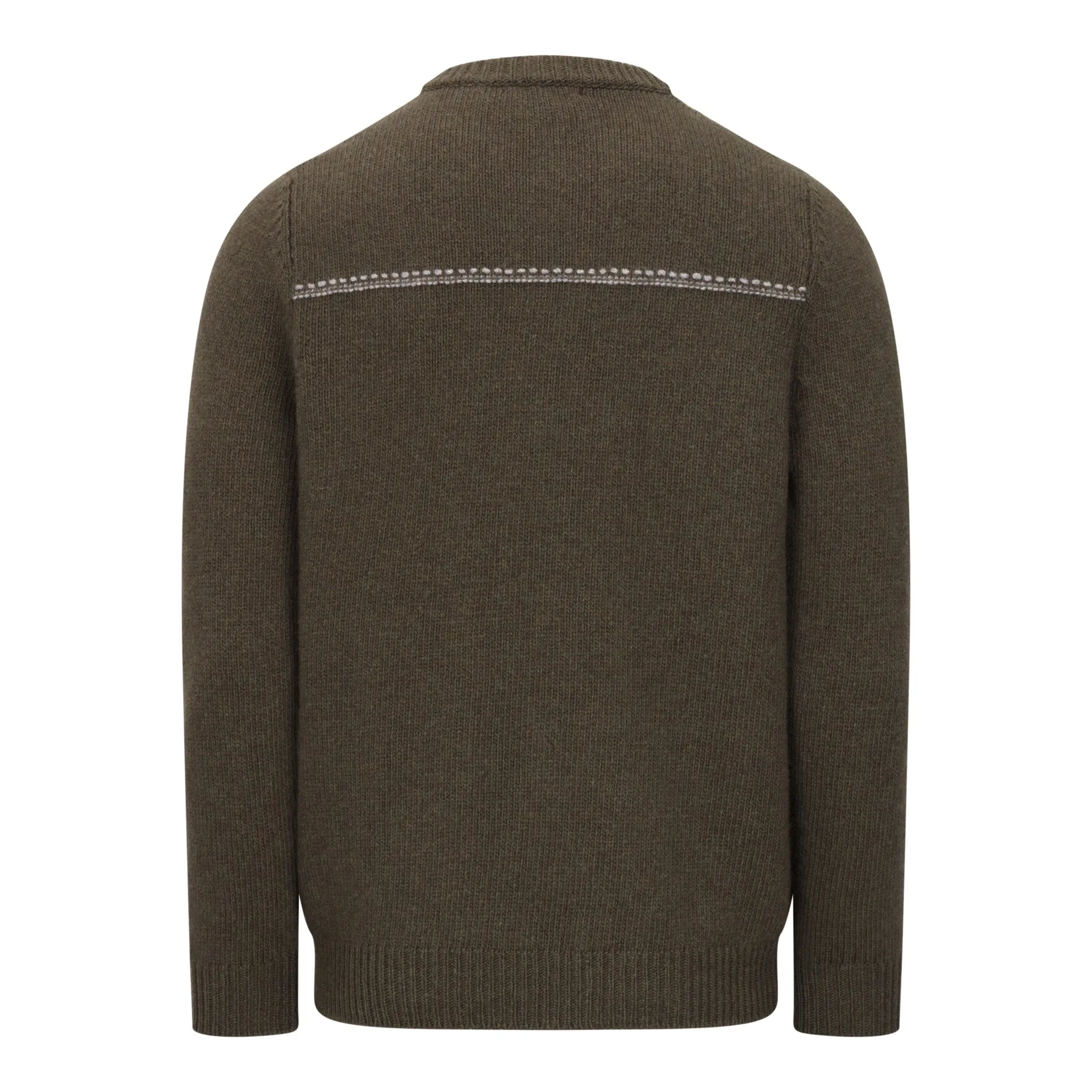 Olive Ticking Crew Neck Sweater