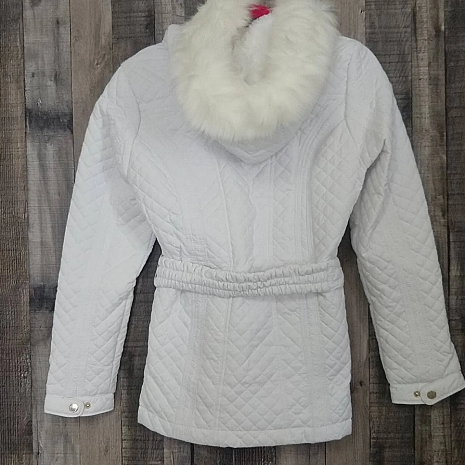 Palomares Sports Quilted Fur Hood Belted Jacket