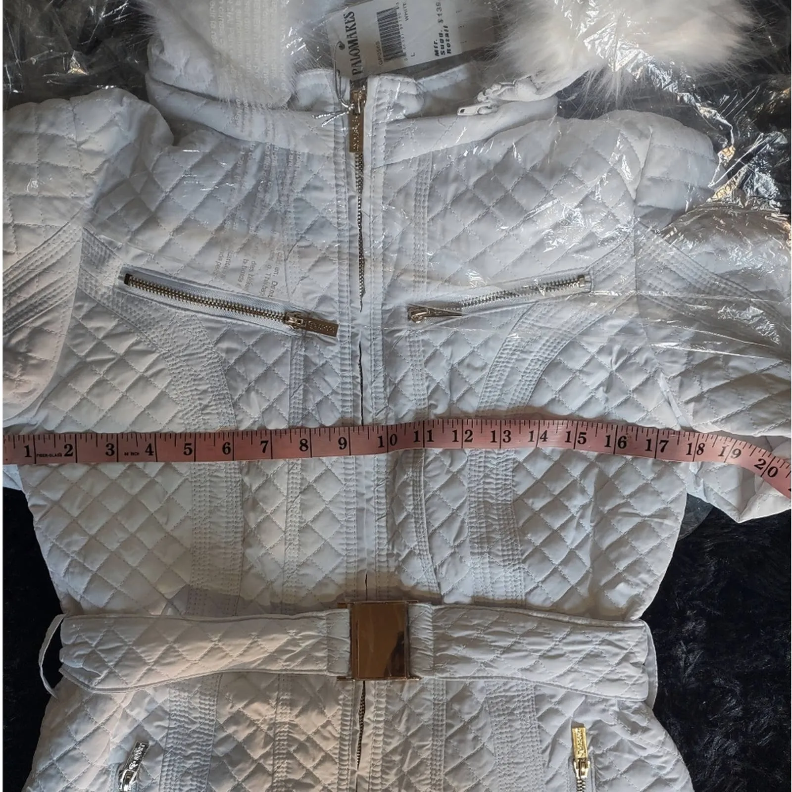 Palomares Sports Quilted Fur Hood Belted Jacket