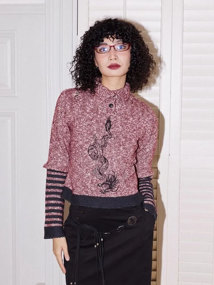 Patchwork Turtleneck Sweater【s0000005123】
