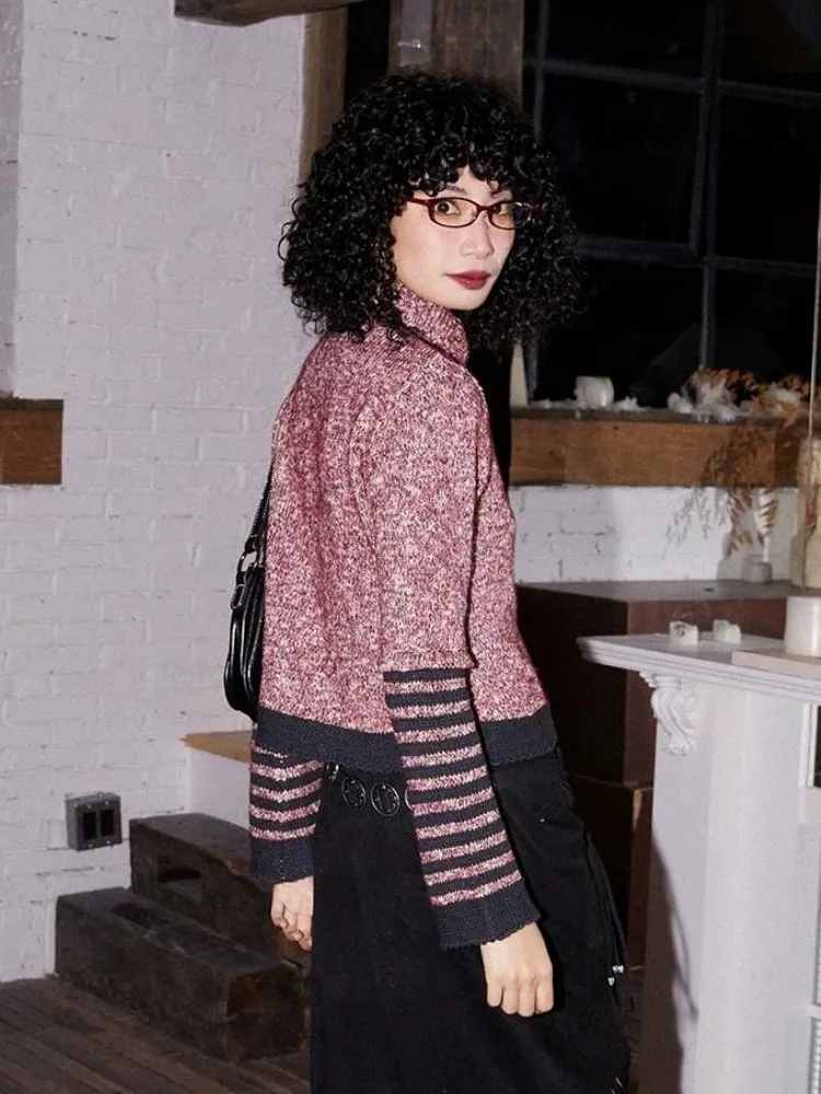 Patchwork Turtleneck Sweater【s0000005123】