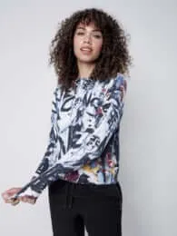 Printed Plush Crew Neck Sweater