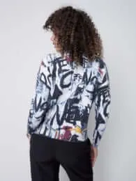 Printed Plush Crew Neck Sweater
