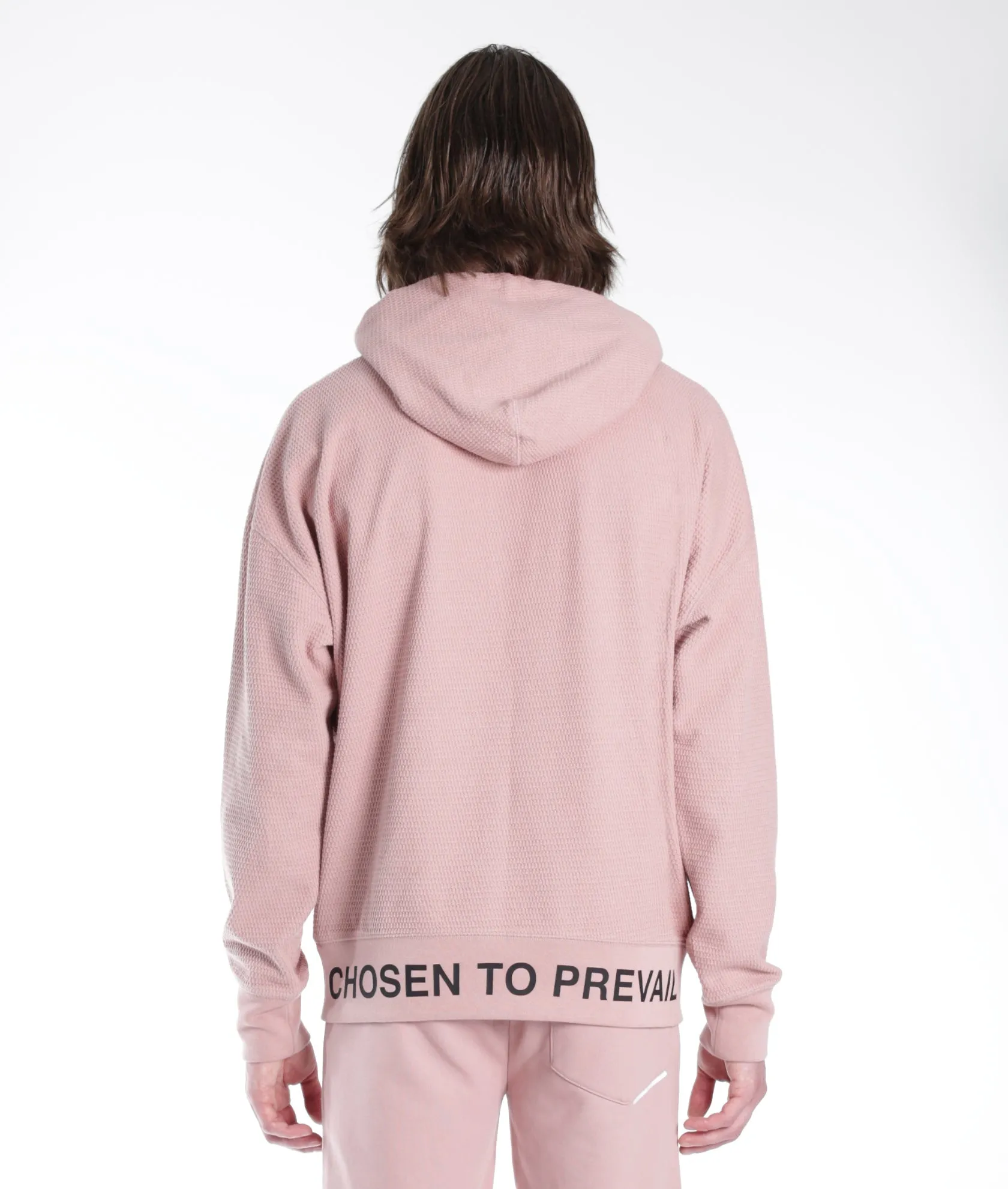 PULLOVER SWEATSHIRT WAFFLE KNIT IN DUSTY PINK