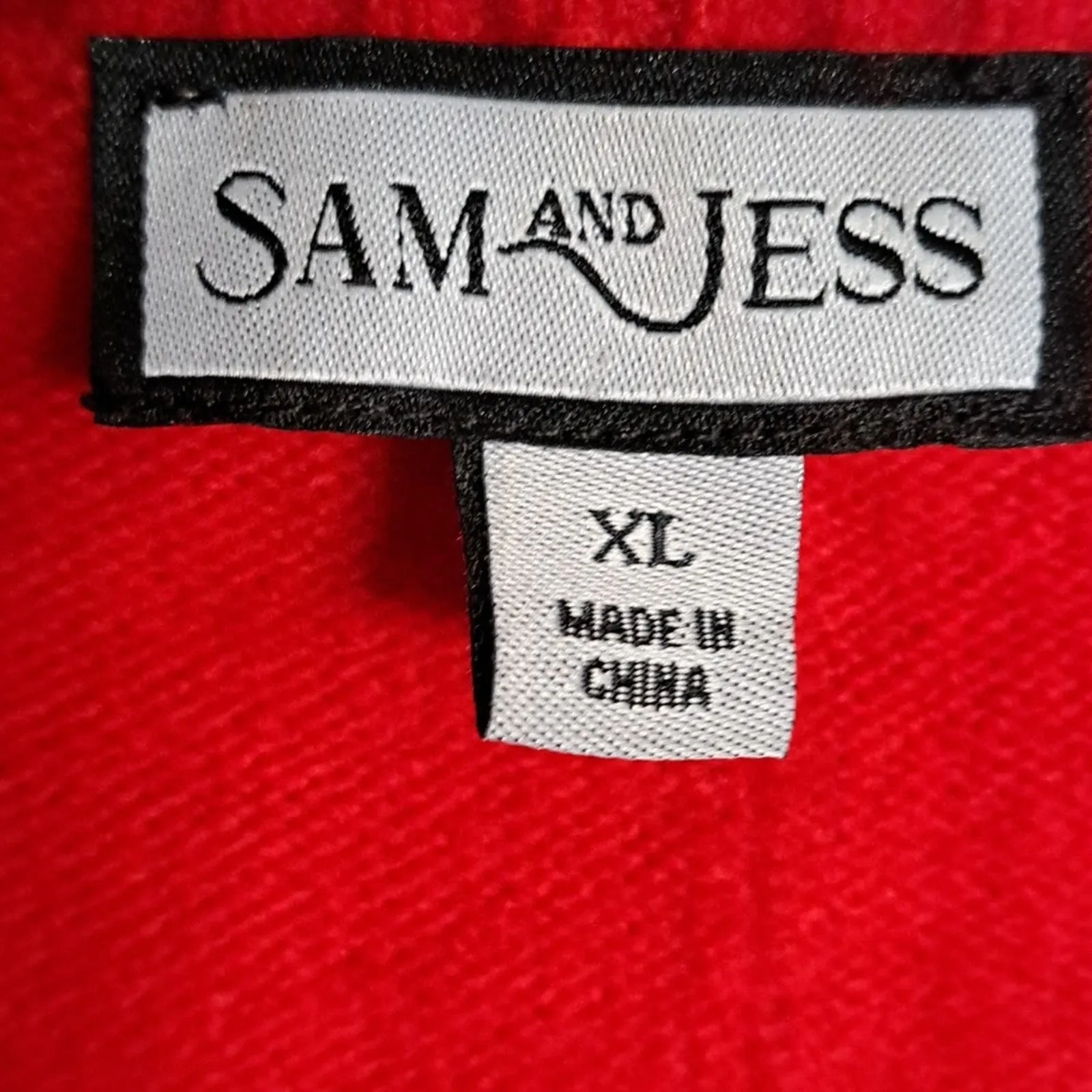 Sam & Jess V Neck Cozy Sweater Bright Cherry XL