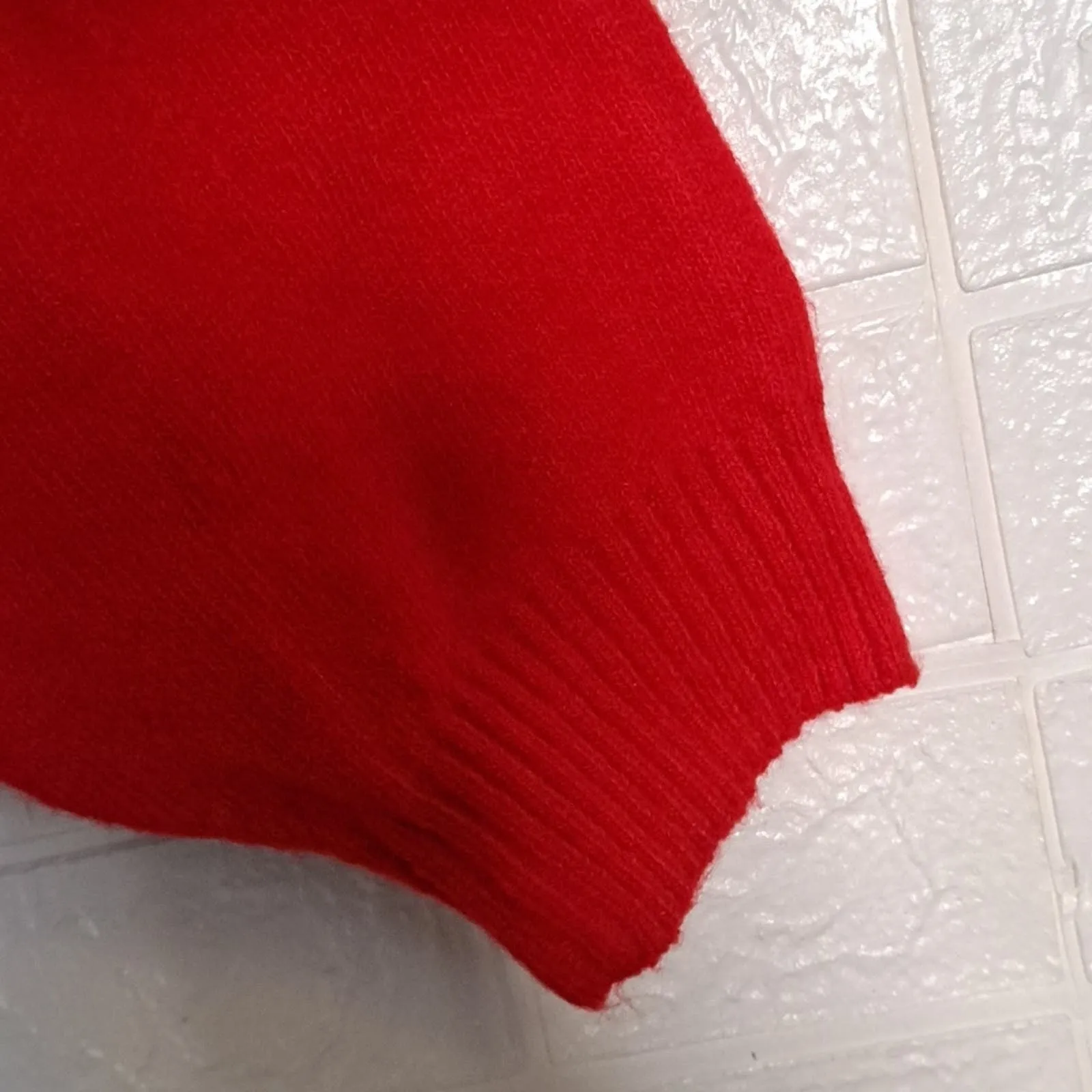 Sam & Jess V Neck Cozy Sweater Bright Cherry XL