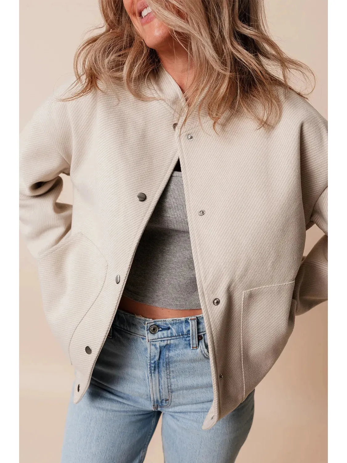 Snap Down Long Sleeve Jacket