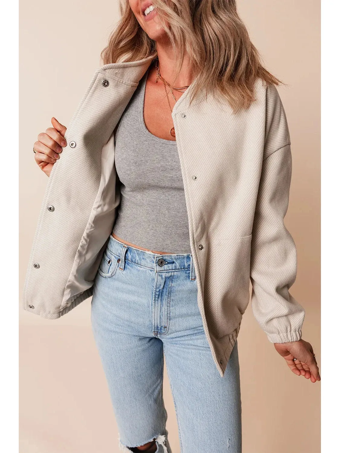 Snap Down Long Sleeve Jacket