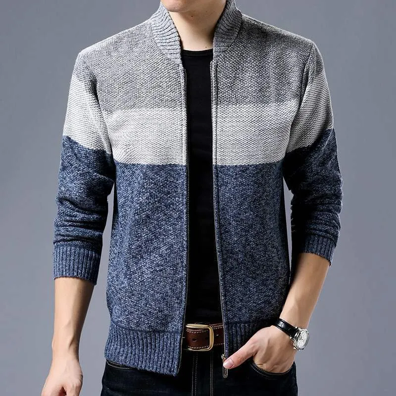 Spring Winter New Men's Cardigan Single-Breasted Fashion Knit  Plus Size Sweater