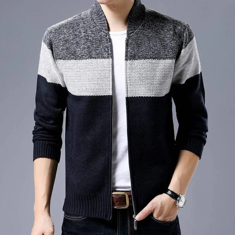 Spring Winter New Men's Cardigan Single-Breasted Fashion Knit  Plus Size Sweater