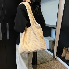 UAKISS  -  Soft Large Corduroy Handbags for Women 2024 Winter New Y2K Korean Fashion Travel Shoulder Bag Casual Style Tote Bag