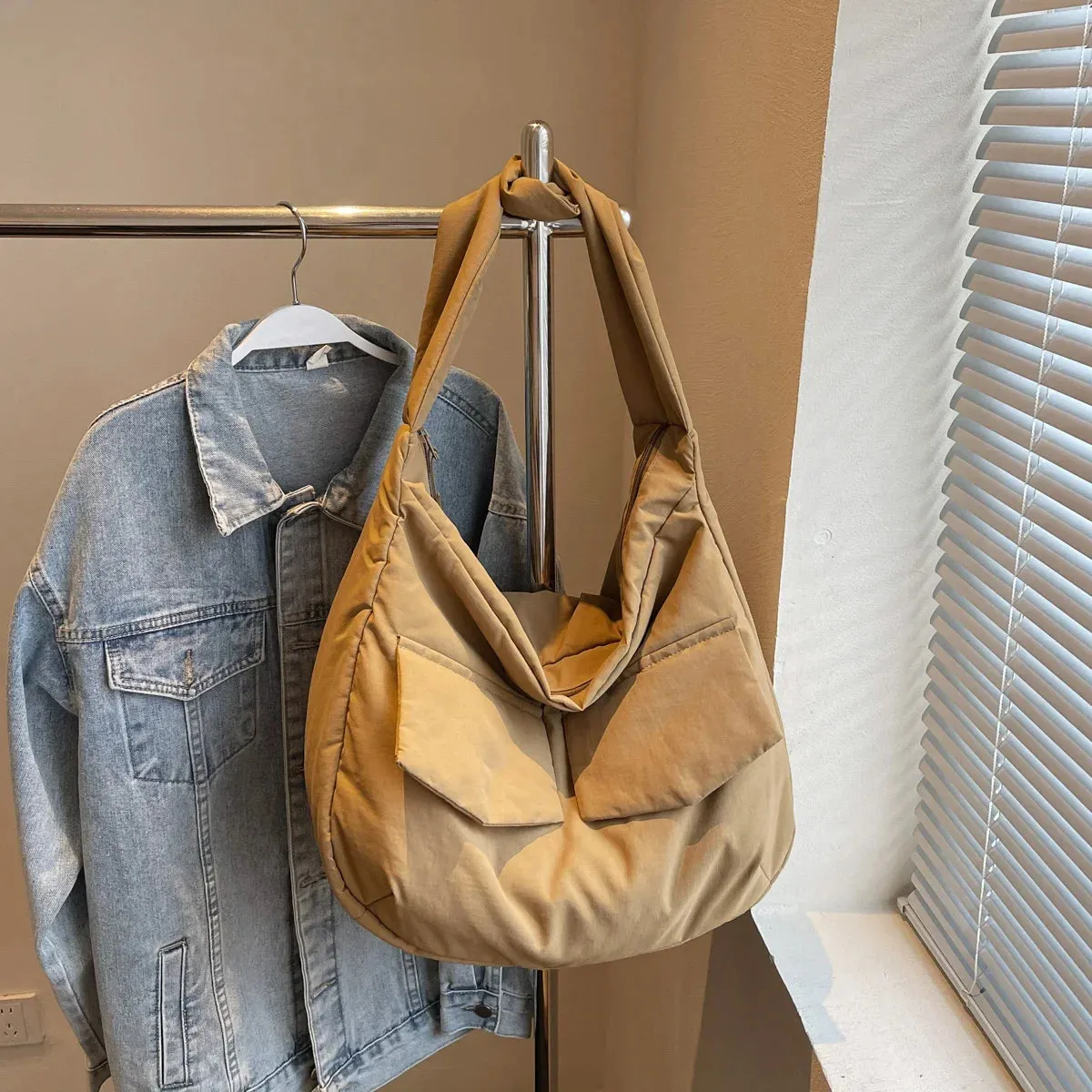 UAKISS  -  Trendy Women's Big Soft Cloth Shoulder Bag Solid Color 2025 Spring Y2k Casual Style Handbags Females Crossbody Bags