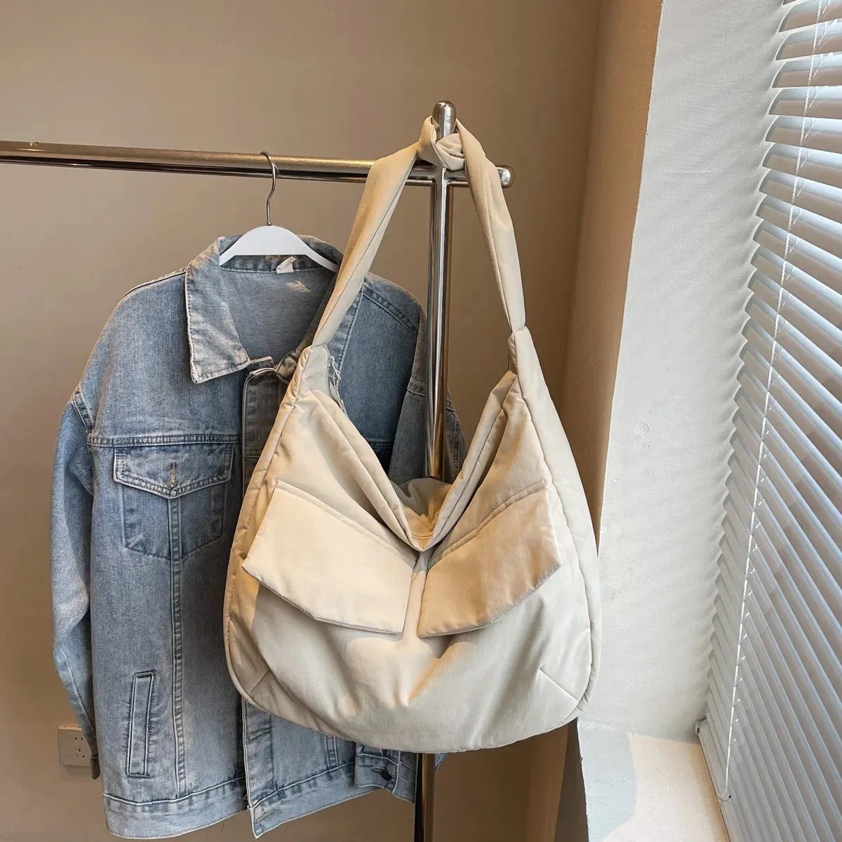 UAKISS  -  Trendy Women's Big Soft Cloth Shoulder Bag Solid Color 2025 Spring Y2k Casual Style Handbags Females Crossbody Bags