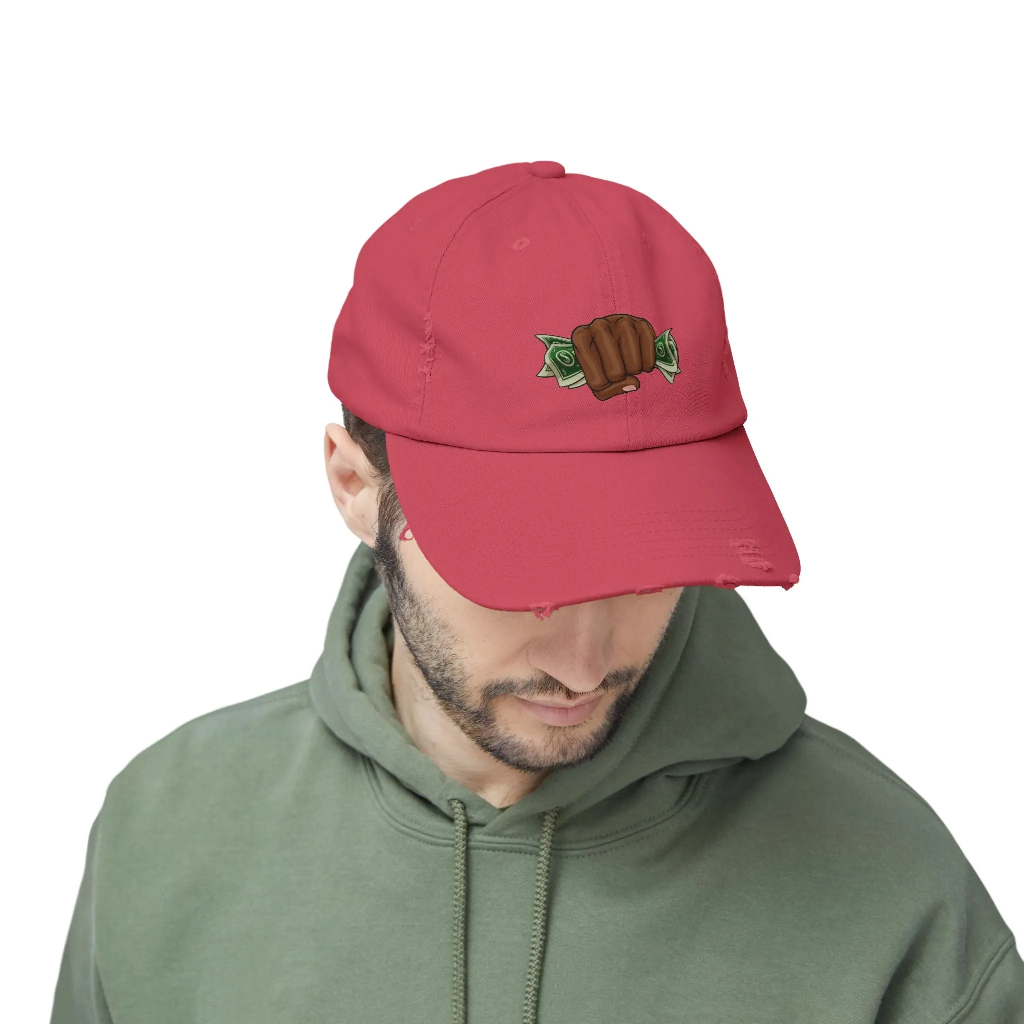 Unisex Distressed Cap - Fist & Cash Design