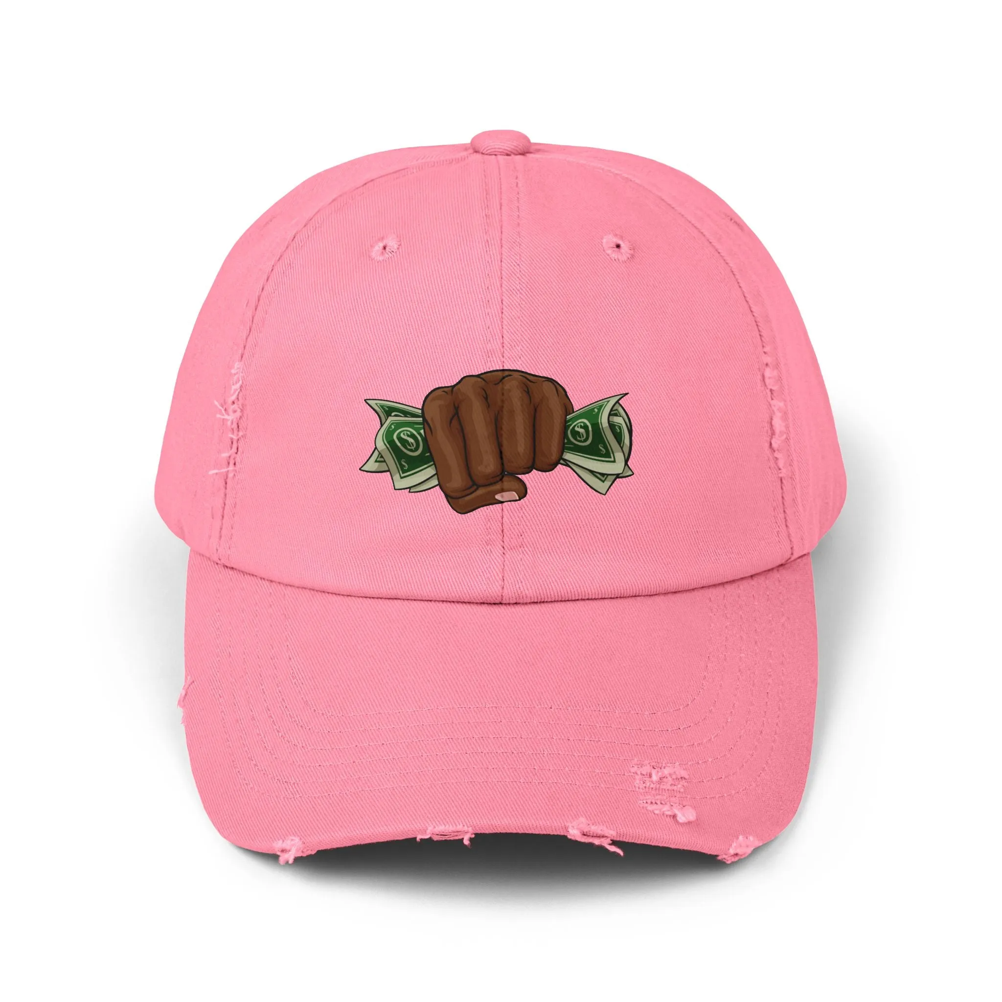 Unisex Distressed Cap - Fist & Cash Design